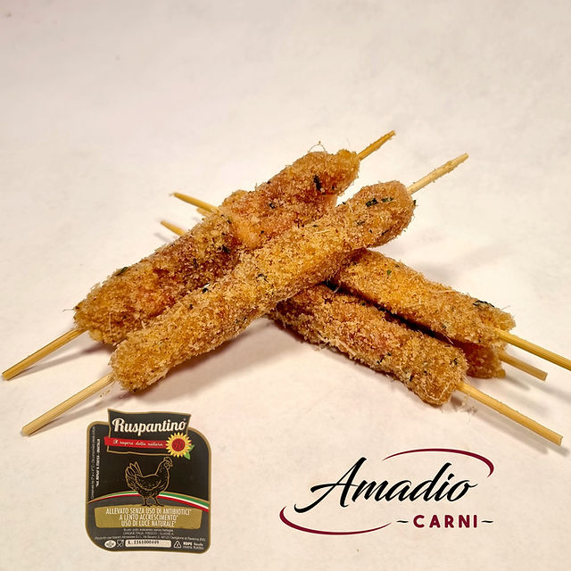 Spiedini di pollo panati